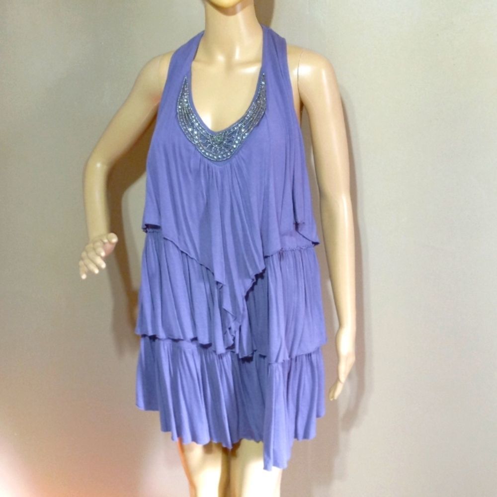 GREATEST GOOD lilac embellish rounded neck tunic top, M